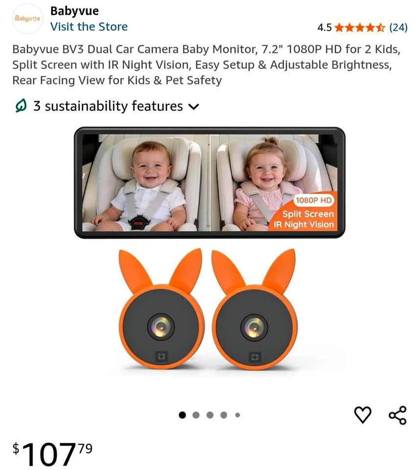 Dual Camera Baby Monitor with Screen - New