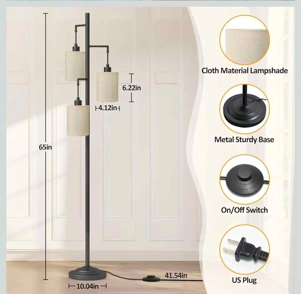 CNXIN 3 Lights Boho Floor Lamp - photo 3