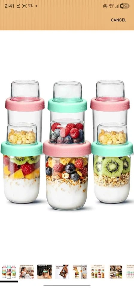 ComSaf Overnight Oats Glass Jars with Lids - 4 Pack