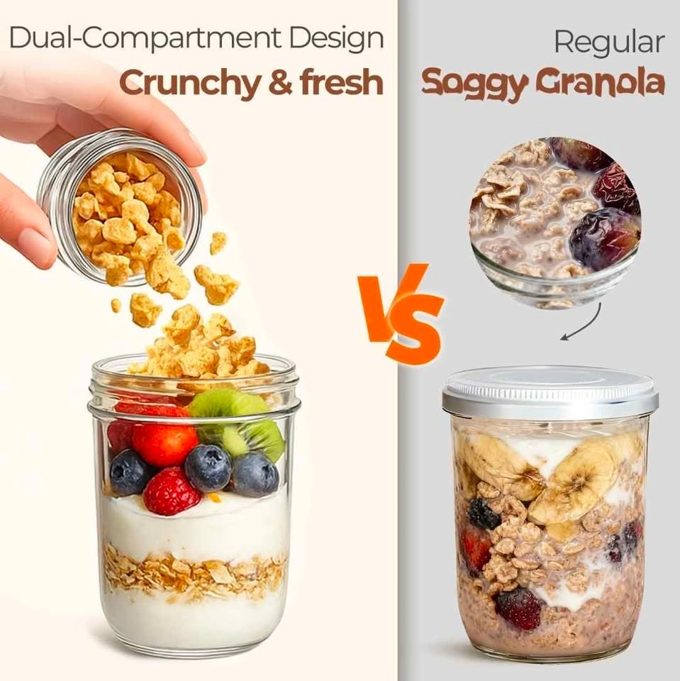 ComSaf Overnight Oats Glass Jars with Lids - 4 Pack - photo 4