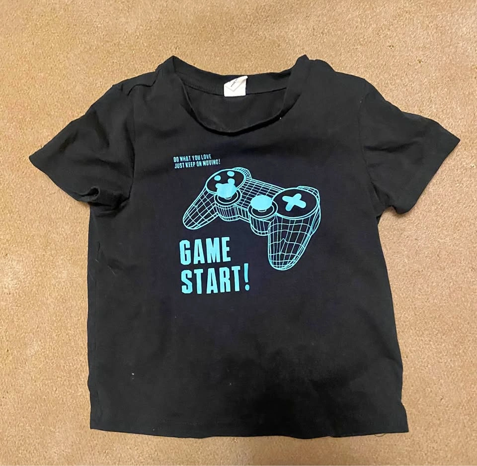 Black Gaming T-shirt Controller Graphic 18-24M