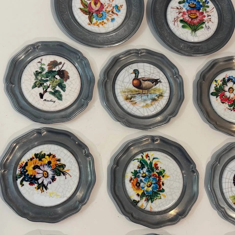 Pewter Mini Plates Angel Hallmark - Birds and Flowers Vintage - photo 3