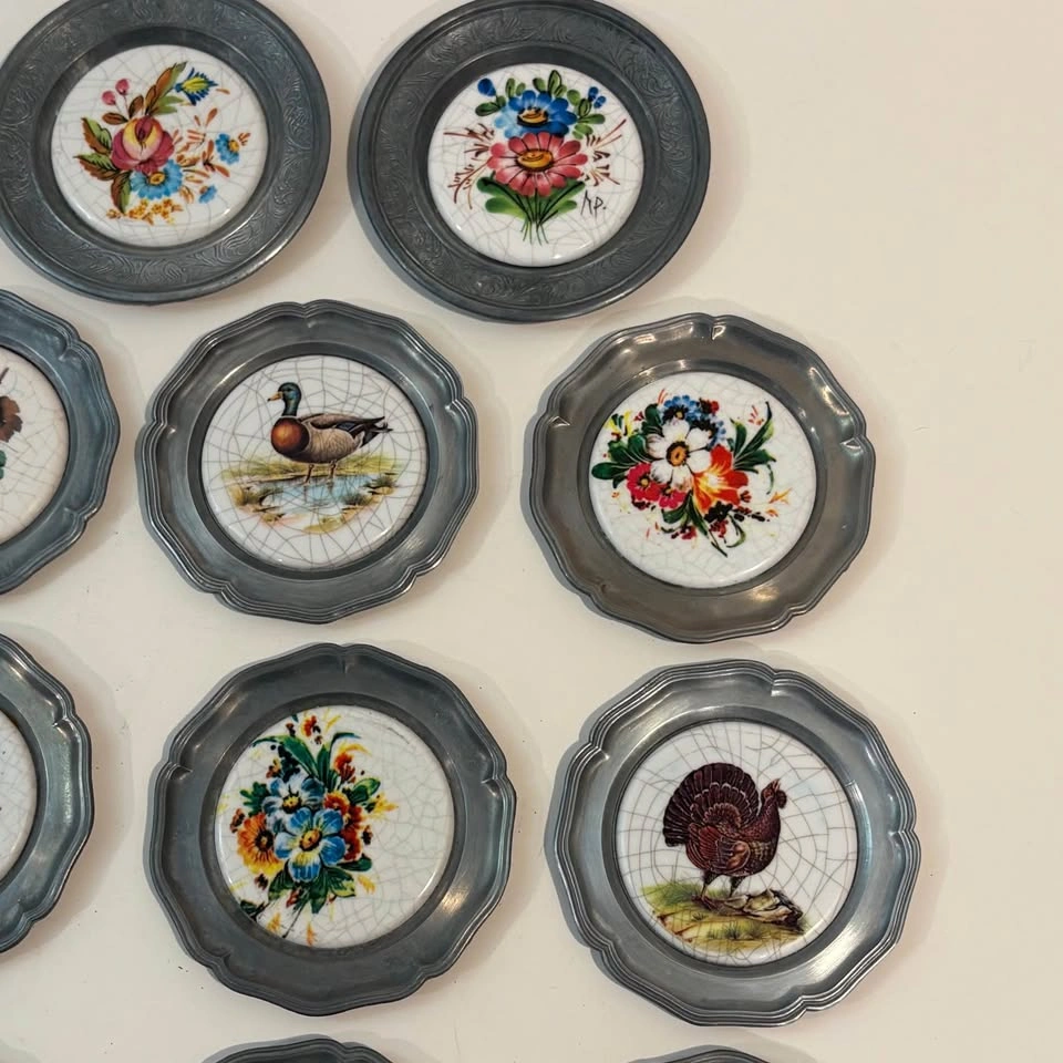 Pewter Mini Plates Angel Hallmark - Birds and Flowers Vintage - photo 4
