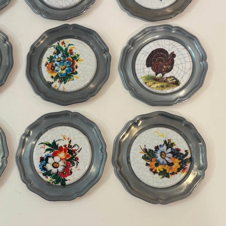 Pewter Mini Plates Angel Hallmark - Birds and Flowers Vintage - photo 5