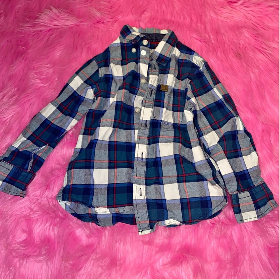 Blue White Red Plaid Flannel Shirt SIZE 2-3YO