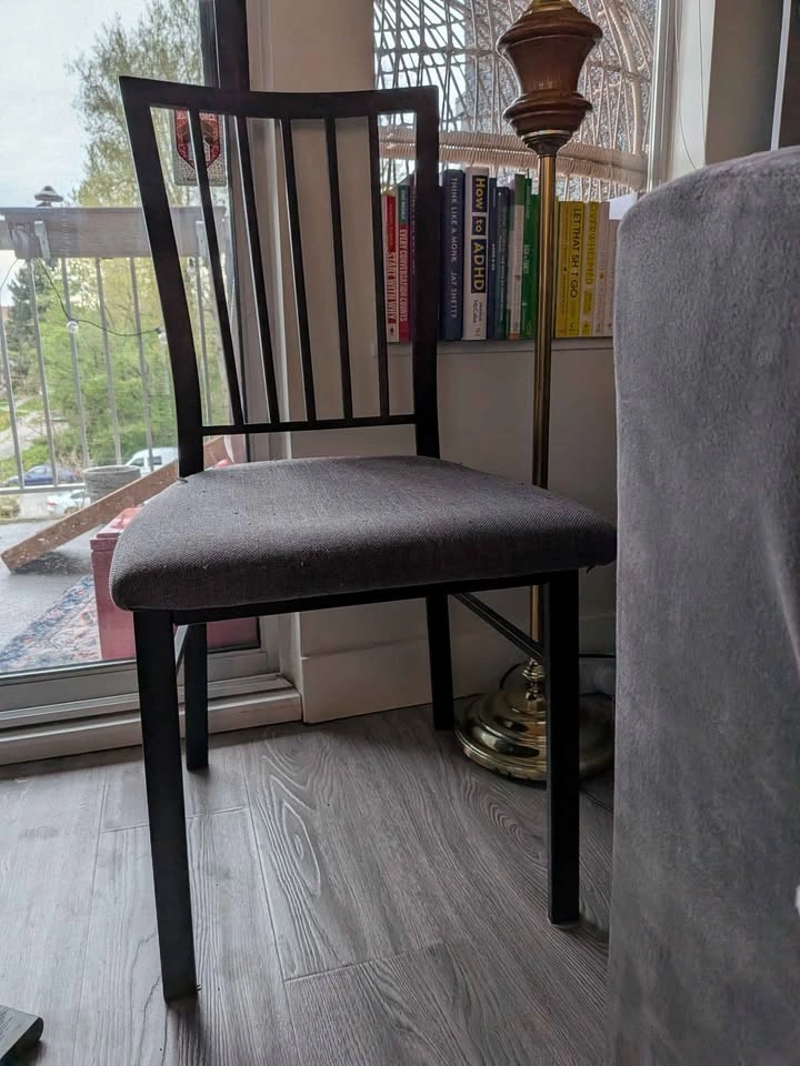 Black metal kitchen chair with gray seat - photo 3