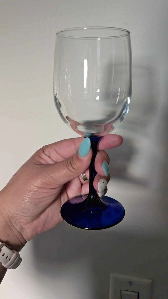Dark blue stem wine glasses