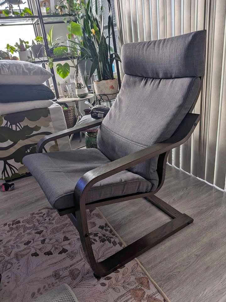 Poang Sitting Chair - Gray and Chestnut Brown