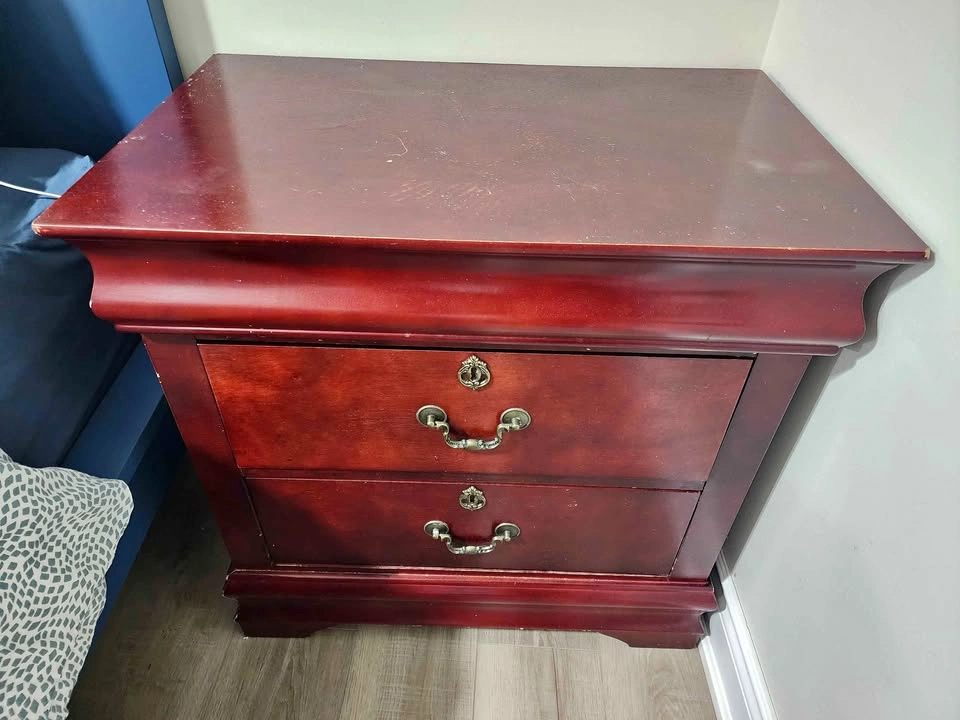 Burgundy Red Bedside Cabinet