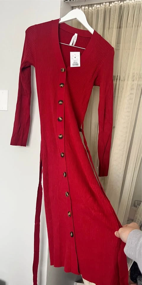 Long Sleeve Red Dress - Size M - photo 2