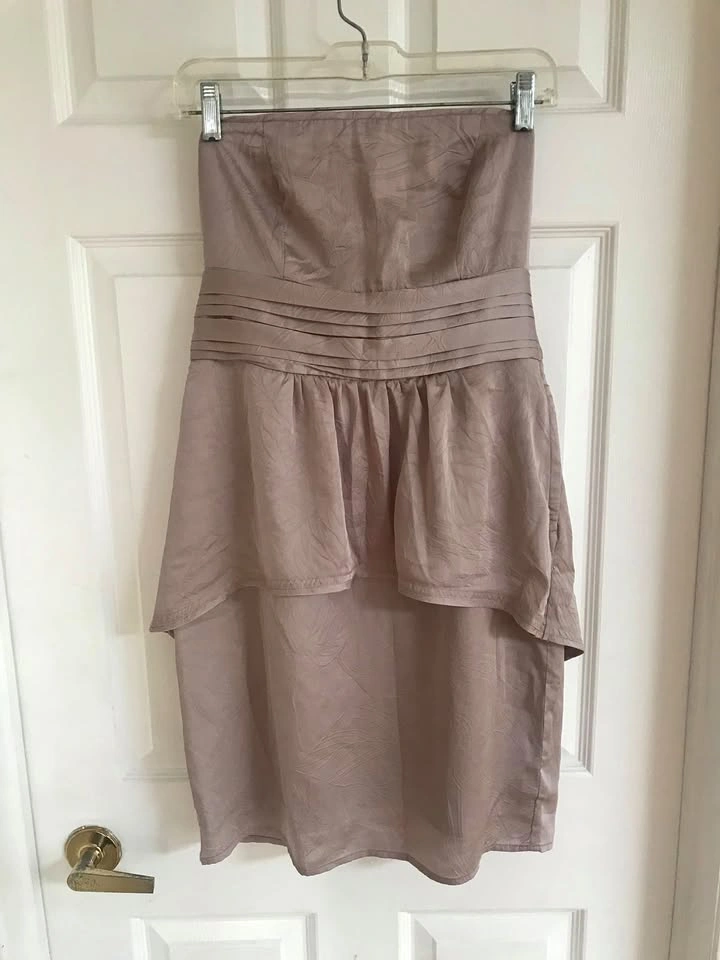 RW & Co Strapless Mauve Silk Dress - Size 4
