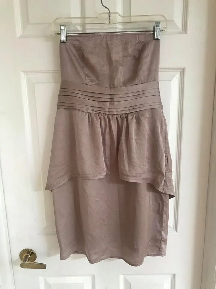 RW & Co Strapless Mauve Silk Dress - Size 4