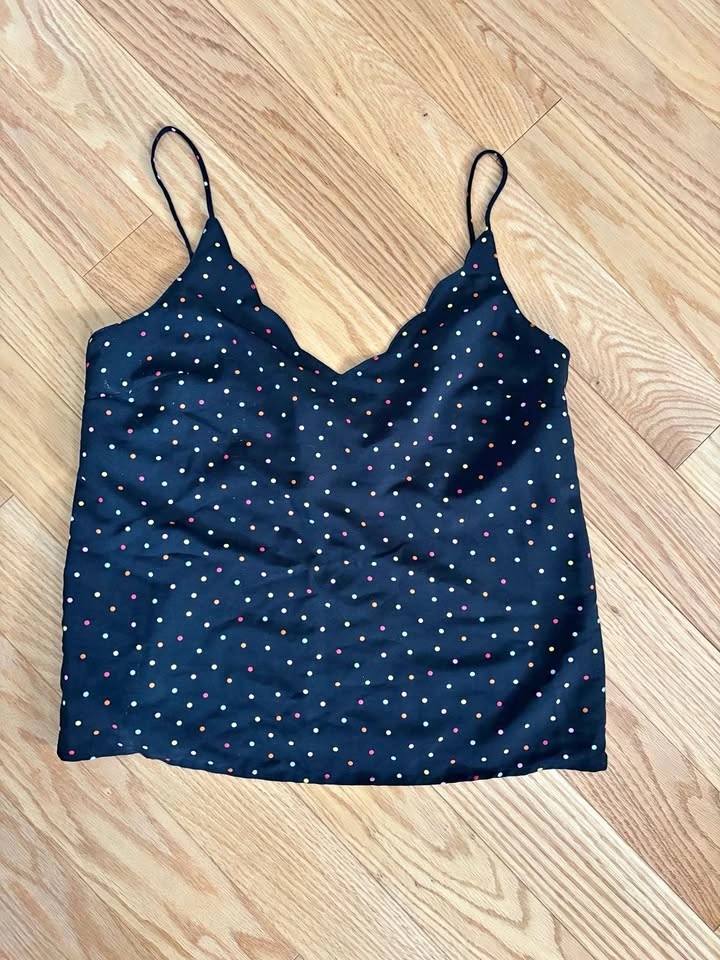 Topshop Camisole - Black Polka Dot