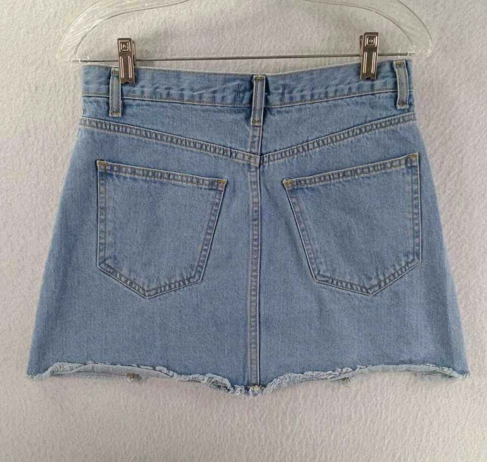Forever 21 Jean Skirt Womens 26 Blue Light Wash Denim Frayed - photo 3