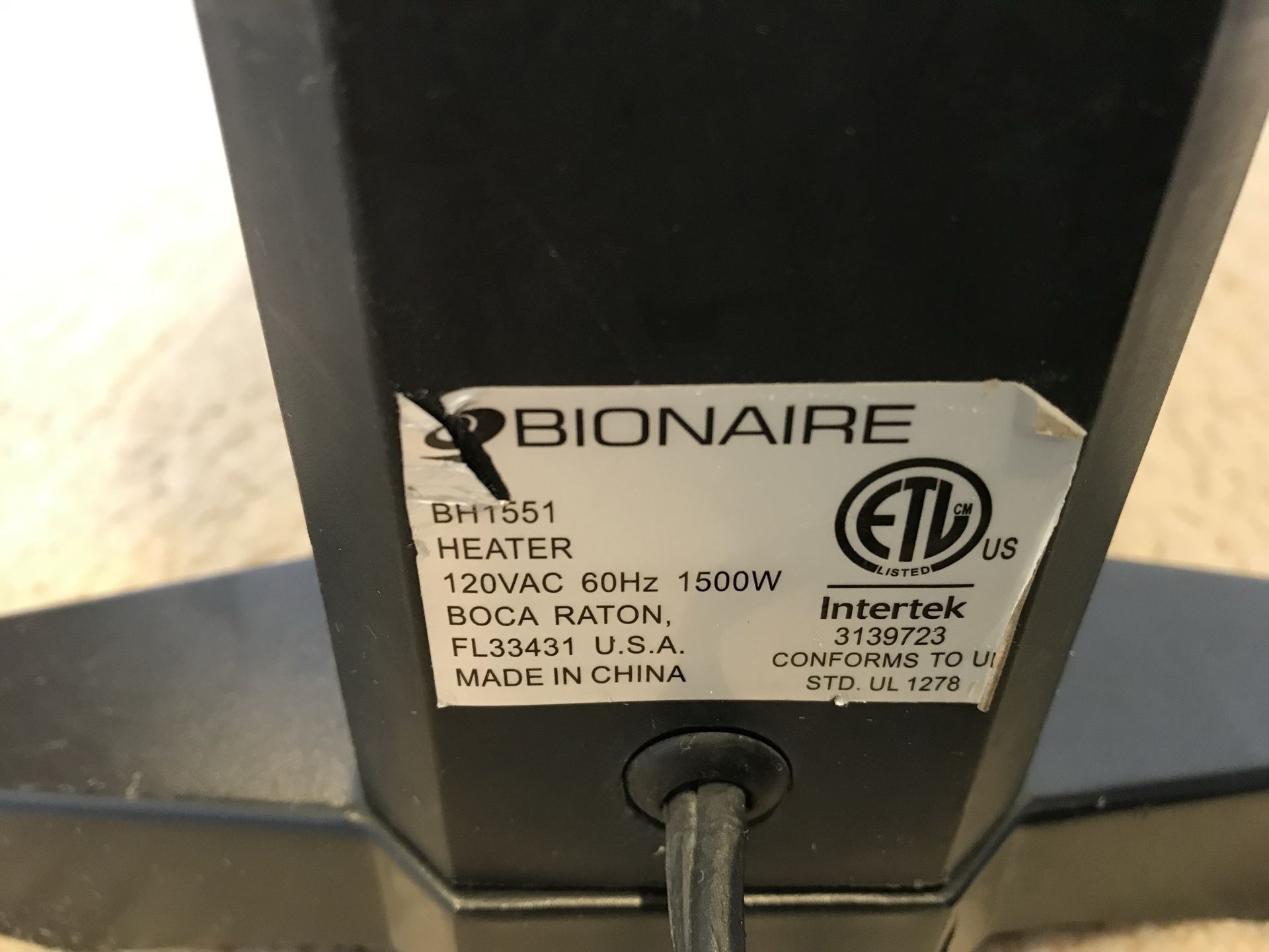 BIONAIRE BH 1551 PORTABLE HEATER - photo 4