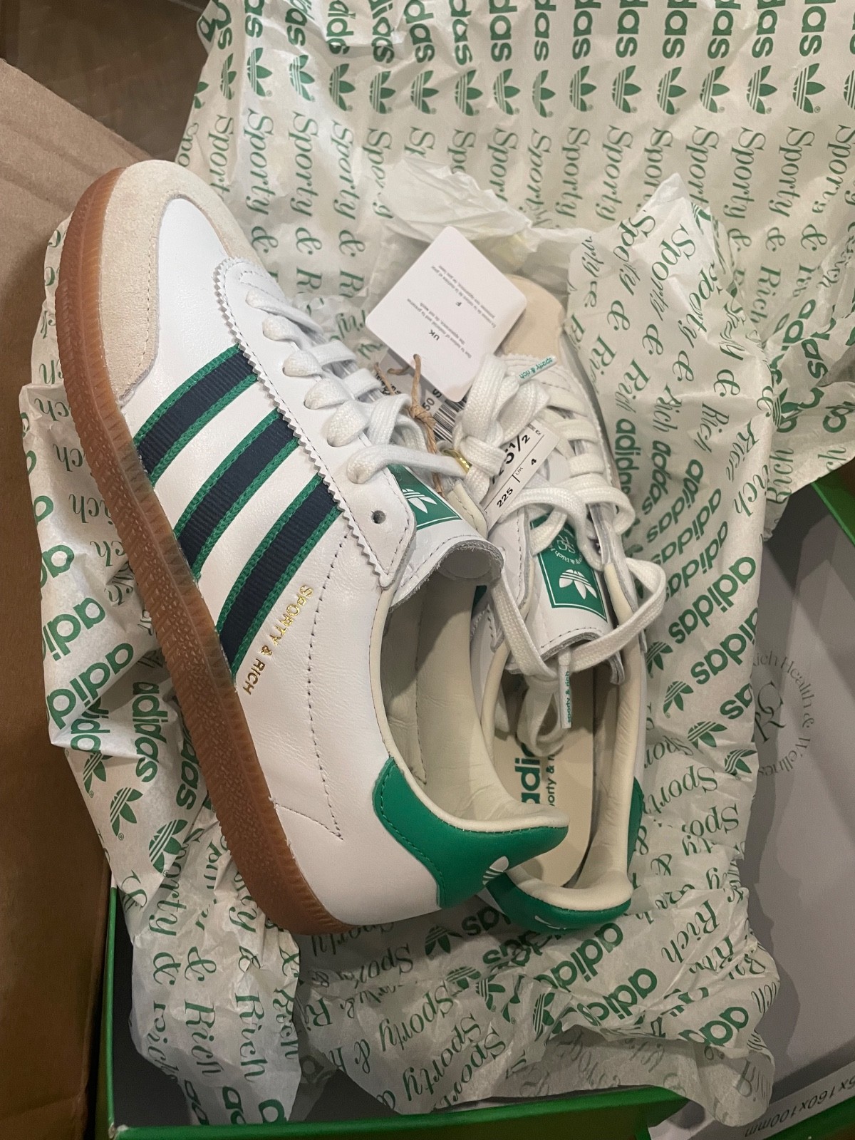 Sporty & Rich x adidas AS 250 White Green - Women's Size 5.5