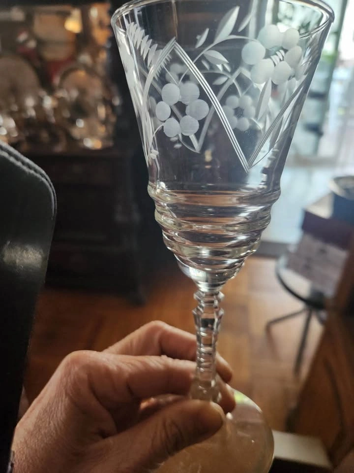 Vintage Libby Sharpe Floral Etched Crystal Stemware - photo 3