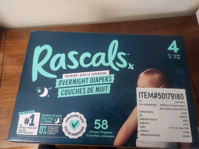 Rascal's Baby Diapers Size 4 (58 Count) - Overnight