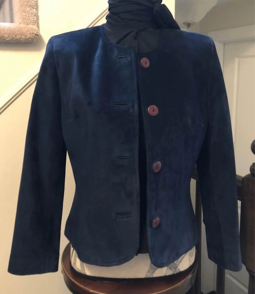 Suede Leather Navy Blue Blazer - photo 4