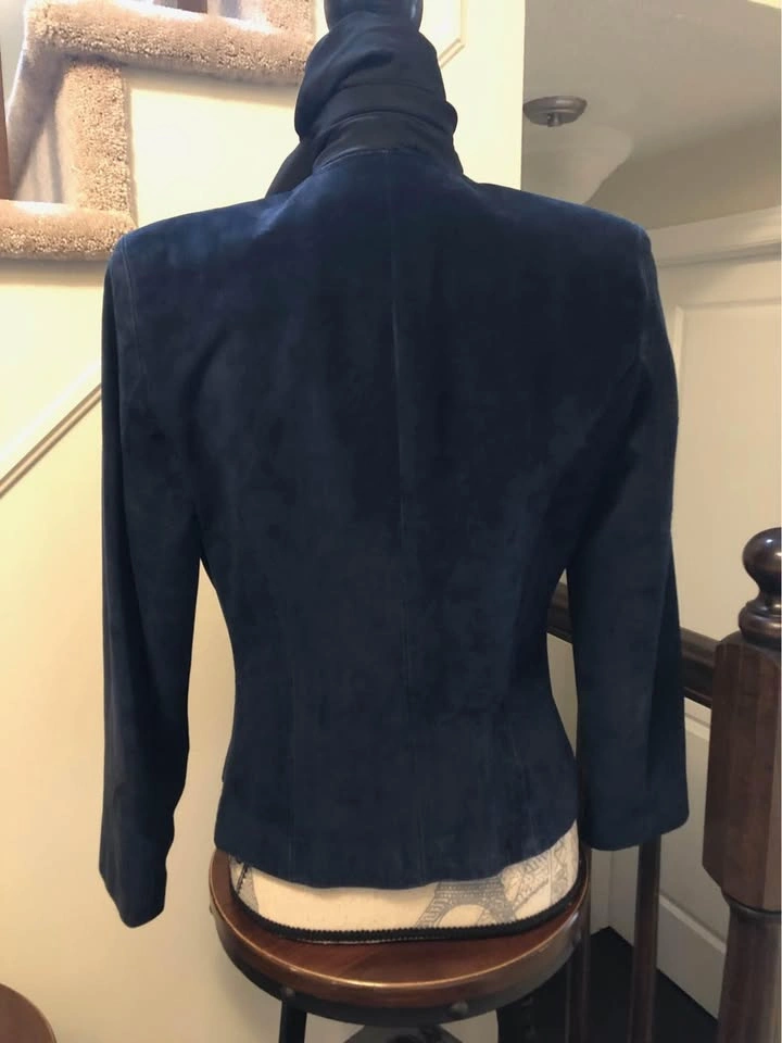 Suede Leather Navy Blue Blazer - photo 5