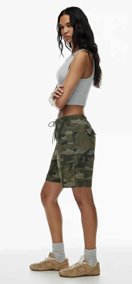 TNA Aritzia Camo Cargo Shorts | Mid-Thigh Utility Style