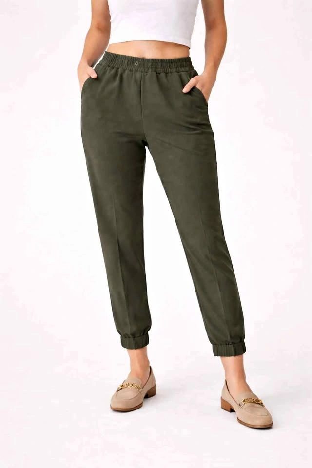 Wilfred Aritzia Olive Pull-On Dress Pants Joggers Cuffed Ankle