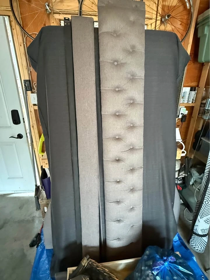 Grey Upholstered Daybed with Storage Drawers + IKEA Mattress - photo 5