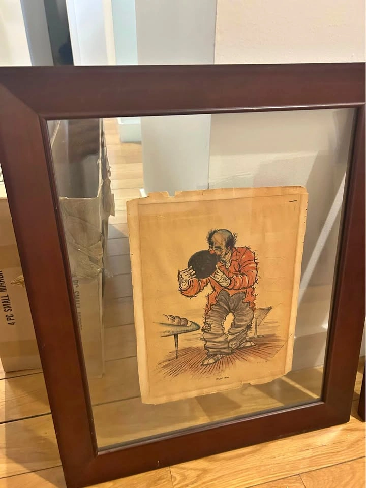 Set of 4 Framed Clown Bowling Art Prints