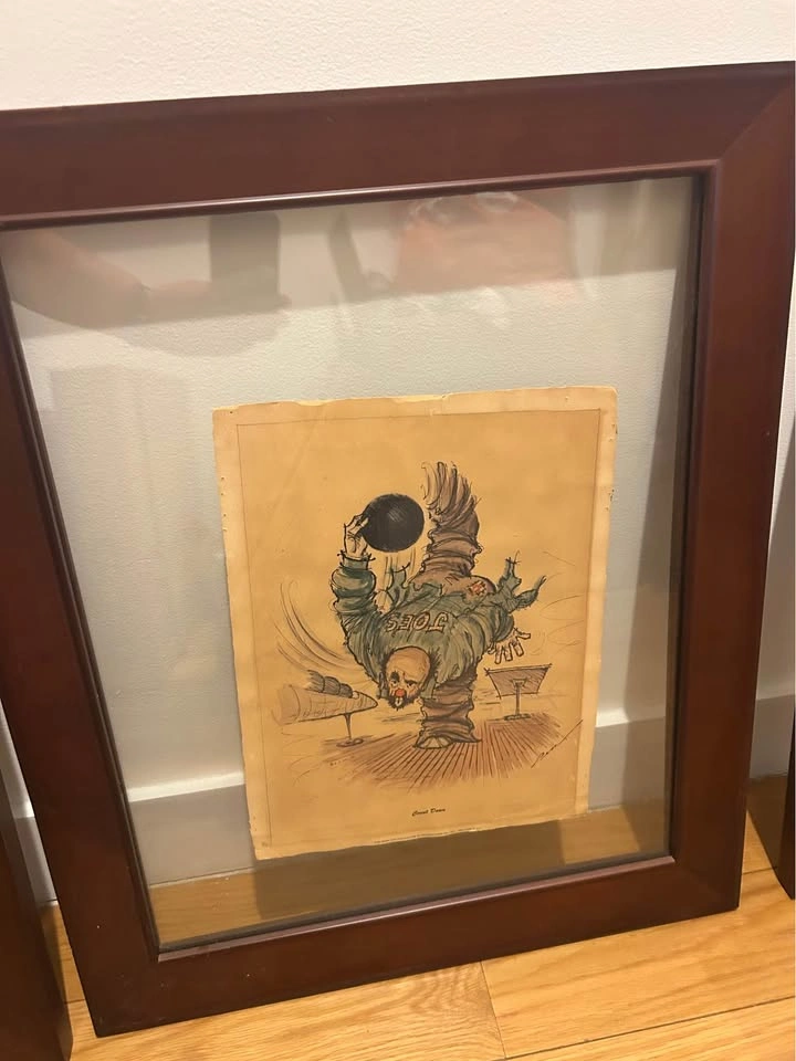 Set of 4 Framed Clown Bowling Art Prints - photo 3