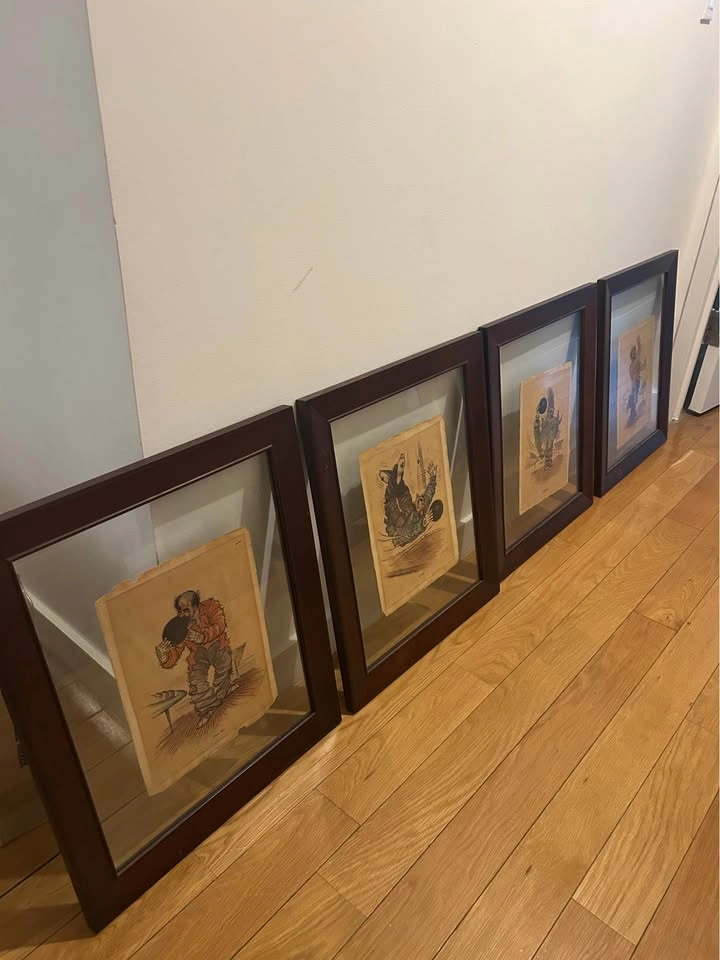 Set of 4 Framed Clown Bowling Art Prints - photo 5