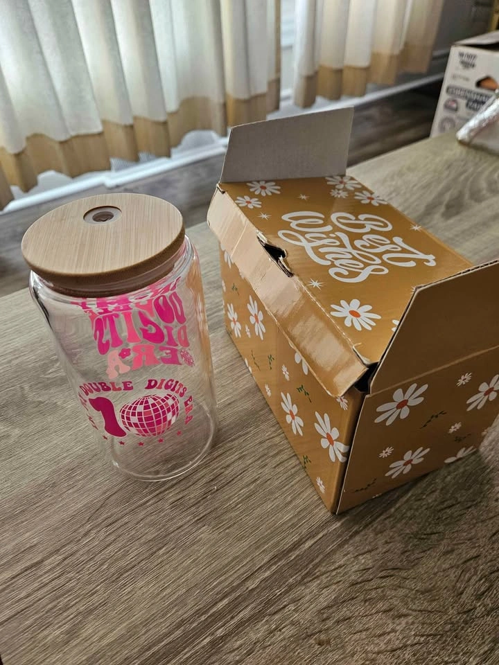 Brand New "In My Double Digits Era" 16oz Glass Tumbler - photo 2