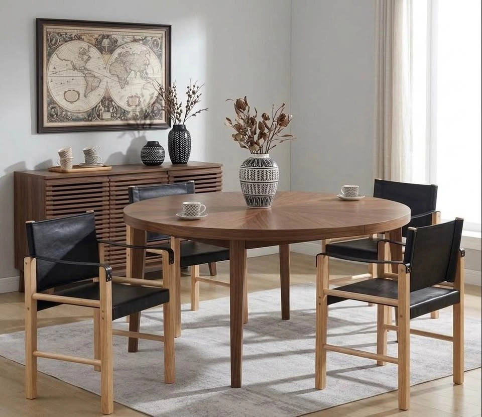 Faux Leather Dining Chairs Set of 4 – Black w/ Natural Wood Legs - photo 2