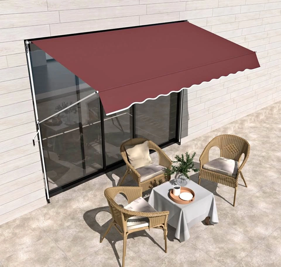 Outsunny 10x5ft Patio Retractable Awning (Wine Red)
