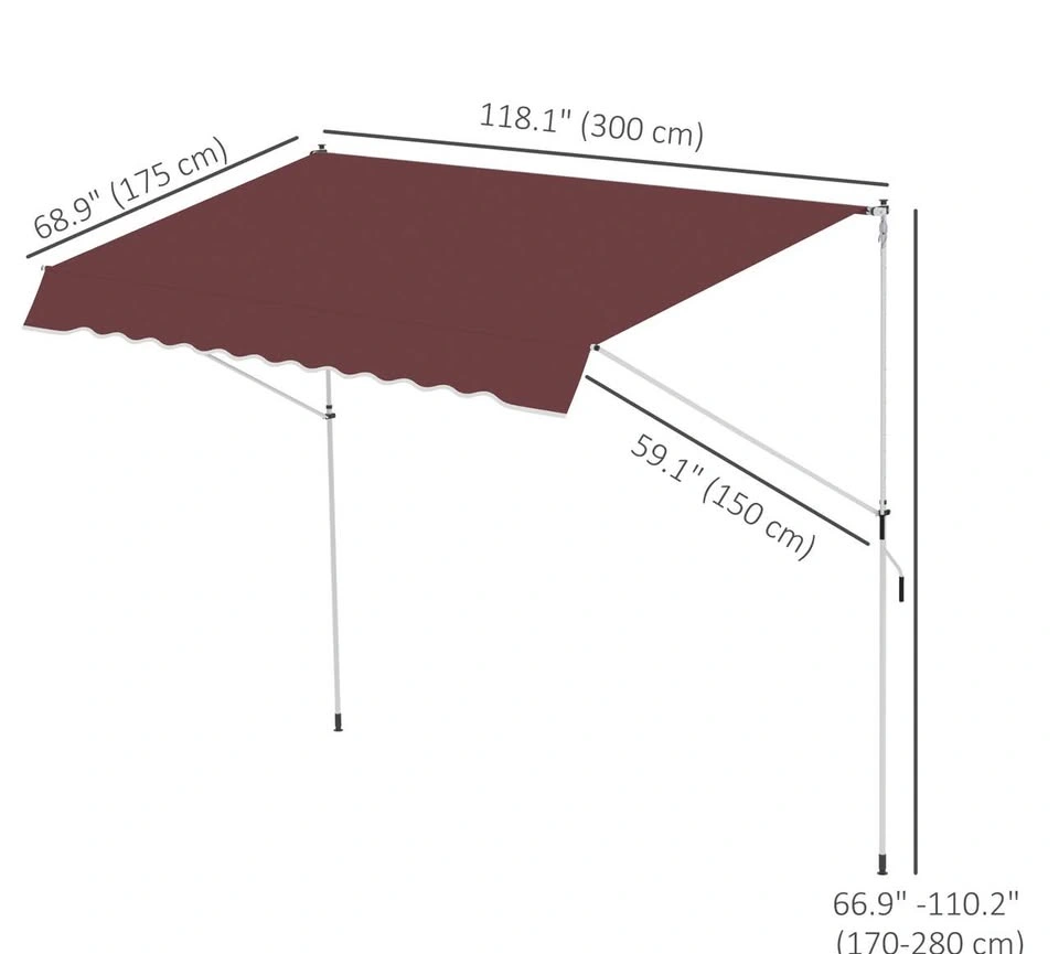 Outsunny 10x5ft Patio Retractable Awning (Wine Red) - photo 4