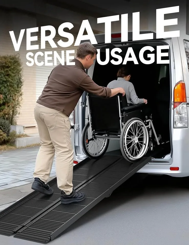 7FT Black Folding Aluminum Wheelchair Ramp – 800 lbs - photo 3