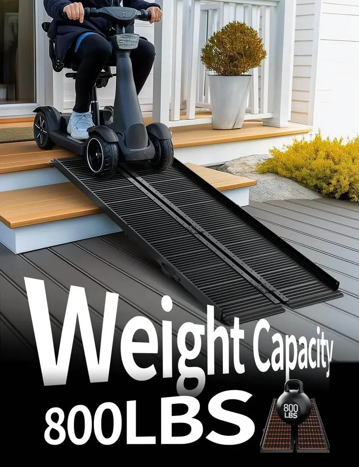 7FT Black Folding Aluminum Wheelchair Ramp – 800 lbs - photo 5