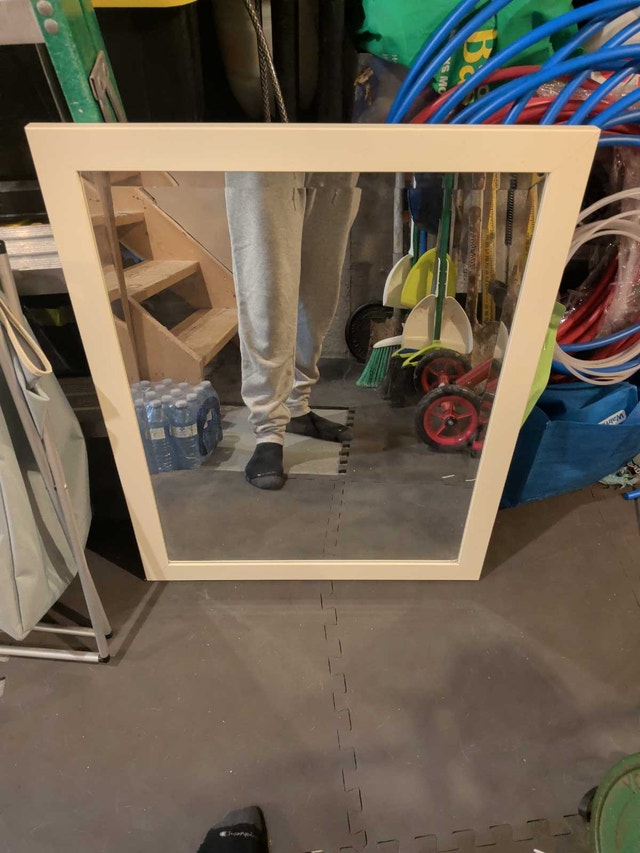 Framed white mirror 25 1/4 x 31 1/4