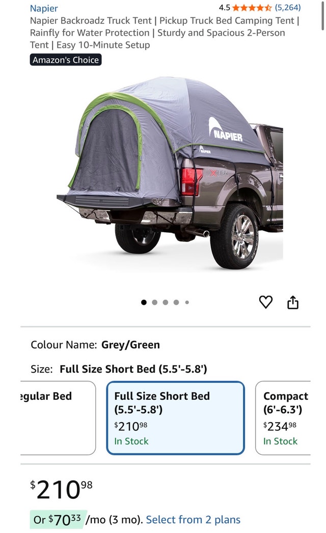 Brand New Sealed Pickup Truck Bed Camping Tent