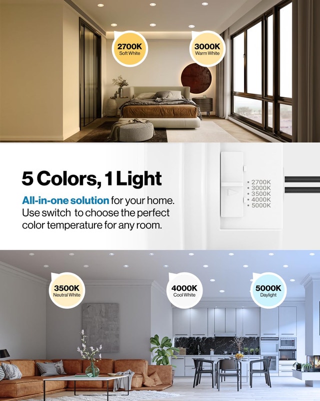 Sunco 4" LED Recessed Lights - 12 Pack, 5CCT Dimmable - photo 2