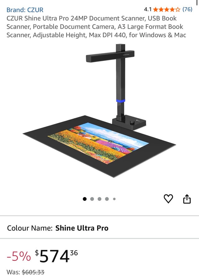 Brand New Czur Shine Ultra Pro 24MP Document Scanner - photo 2