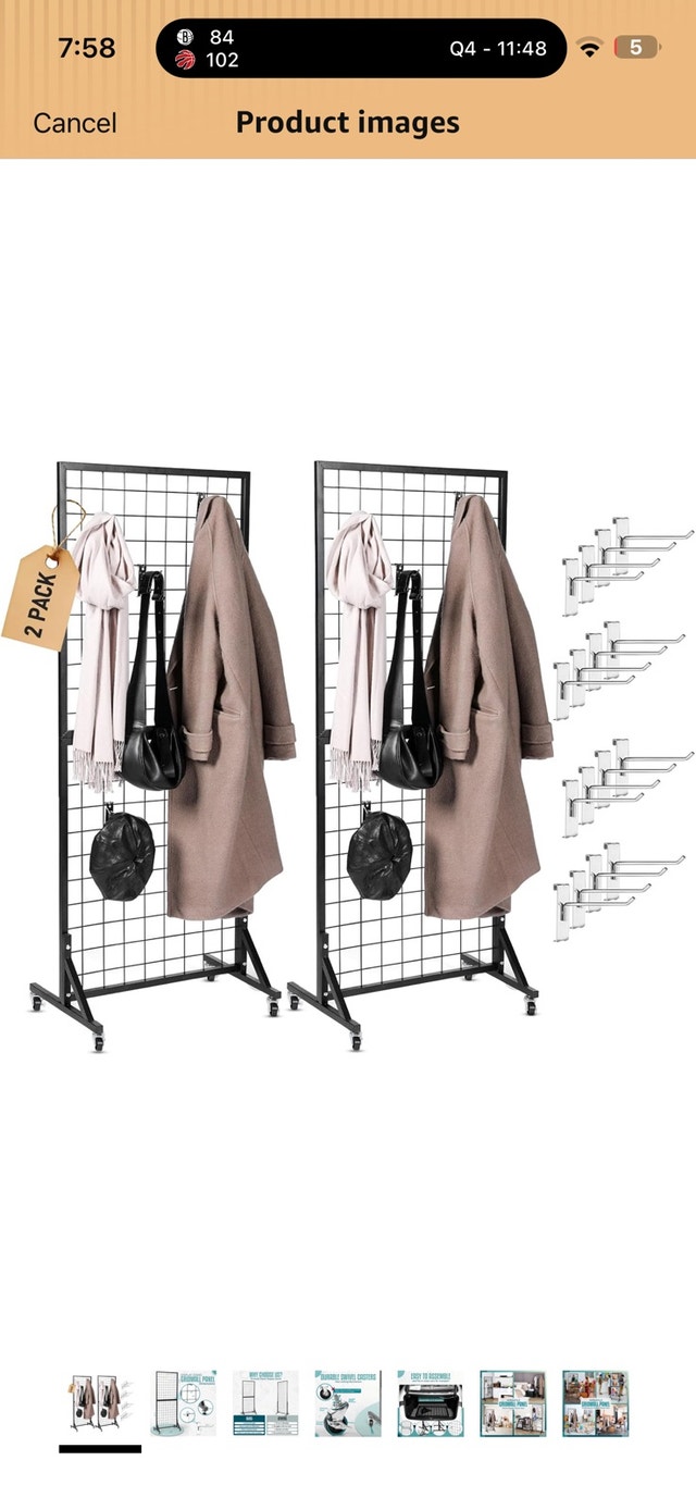2 Grid Wall Panels 2’x5’ on Wheels – Heavy Duty Display Stand BN