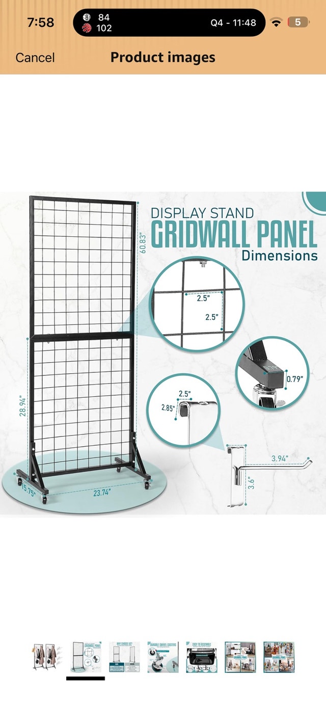 2 Grid Wall Panels 2’x5’ on Wheels – Heavy Duty Display Stand BN - photo 2