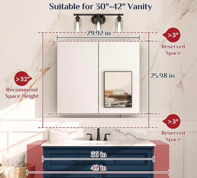 BNIB 30x26 Medicine Cabinet with Mirror - photo 3