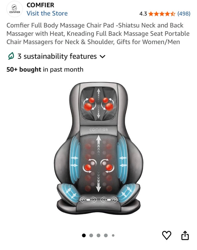 Comfier Shiatsu Full Body Massage Chair Pad w/ Heat – Brand New