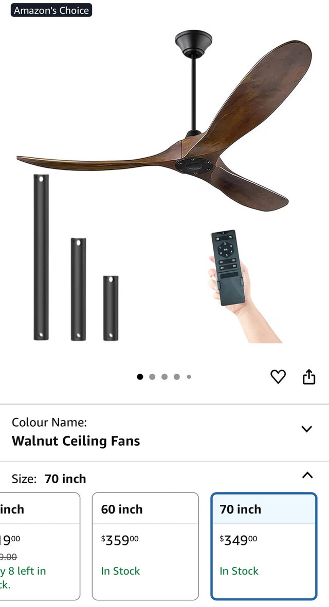 Large 70" Outdoor/Indoor Ceiling Fan - Brand New