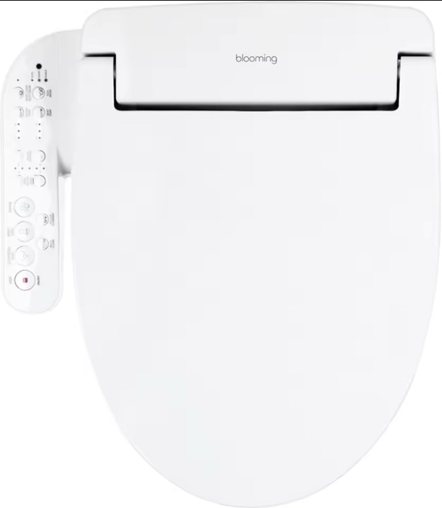 BLOOMING Round Bidet Toilet Seat - Heated, Warm Water, Air Dryer