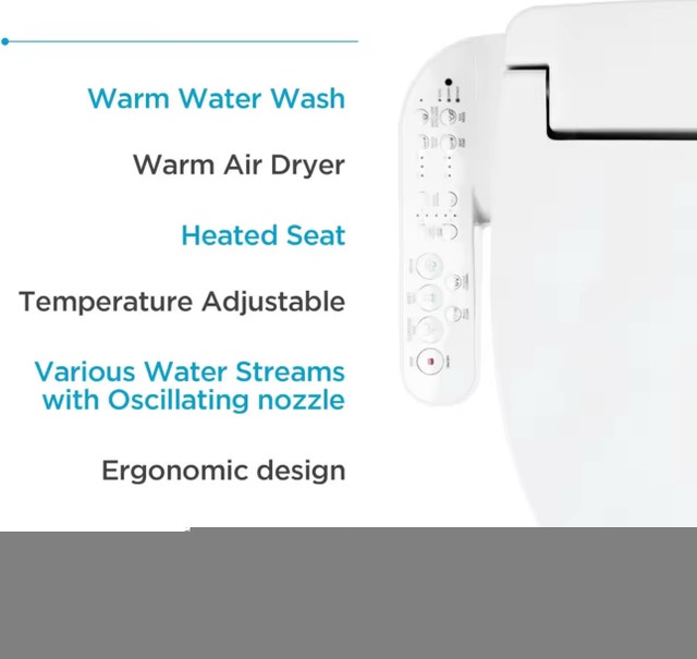 BLOOMING Round Bidet Toilet Seat - Heated, Warm Water, Air Dryer - photo 2