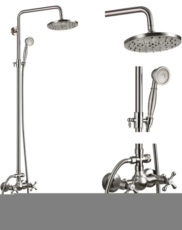 Antique Brushed Nickel Shower Faucet Set - photo 2