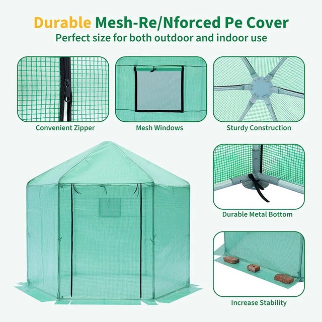 BNIB Walk-In Hexagonal Heavy Duty Greenhouse 96.8” - photo 3