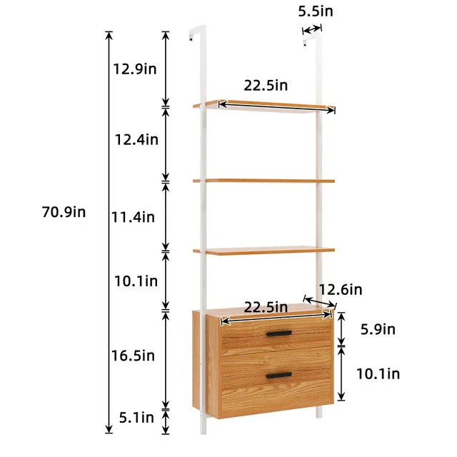 NEW SogesHome Ladder Shelf w/ 2 Drawers image indicator(2)